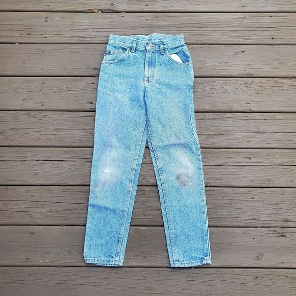 Vintage Lee High Rise Mom Tapered Leg Relaxed Fit Stone Acid Wash Denim Jeans 25 - Picture 1 of 8